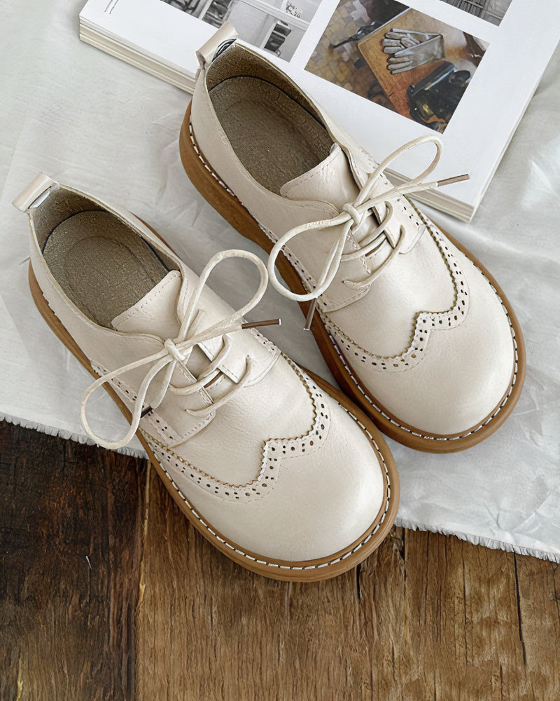 Chaussures Femme Oxford en Cuir Rétro – Exceptional Comfort and Timeless Style, Standard EU Size