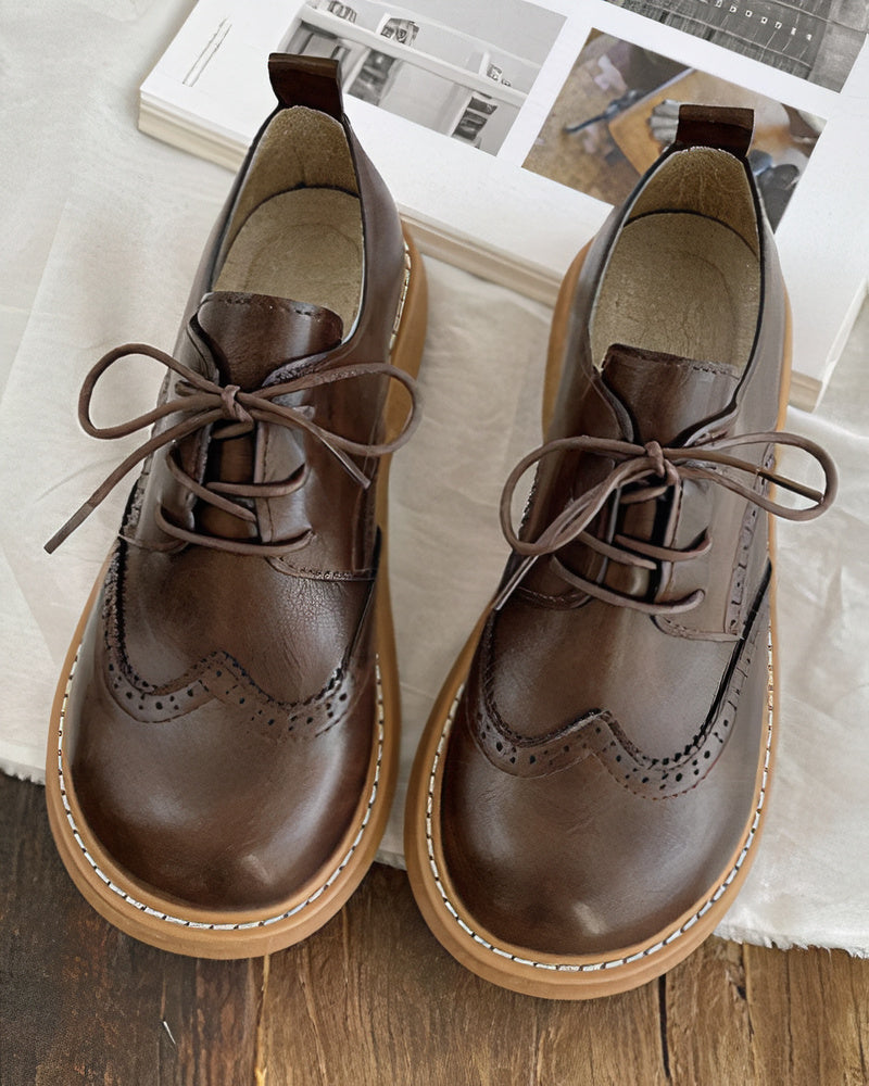 Chaussures Femme Oxford en Cuir Rétro – Exceptional Comfort and Timeless Style, Standard EU Size