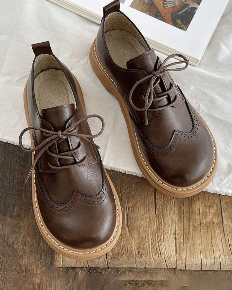 Chaussures Femme Oxford en Cuir Rétro – Exceptional Comfort and Timeless Style, Standard EU Size