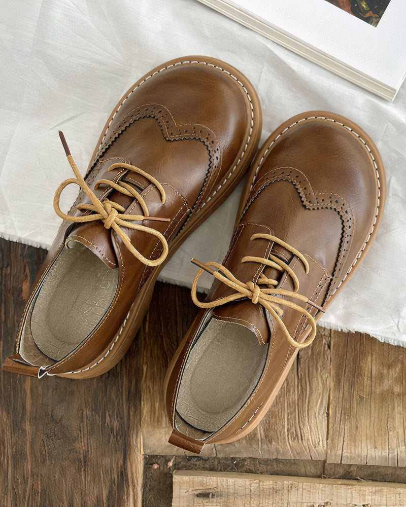 Chaussures Femme Oxford en Cuir Rétro – Exceptional Comfort and Timeless Style, Standard EU Size