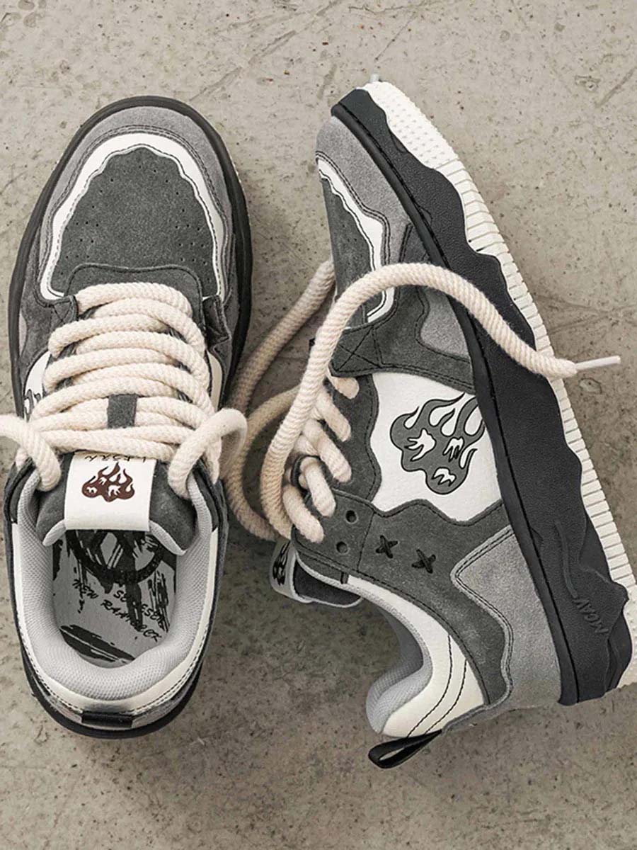 Chaussures de Skate Vintage Grises pour Hommes – Confort et Style Écologique