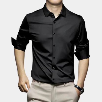 Classic Thermo-Insulating Shirt for Men in Polyester and Elastane – Autumn and Winter Comfort