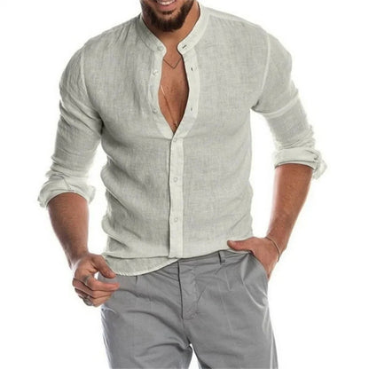 Men's Shirt in Linen and Cotton - Breathable Casual Clothing with Elegant Design - Sizes S to XL