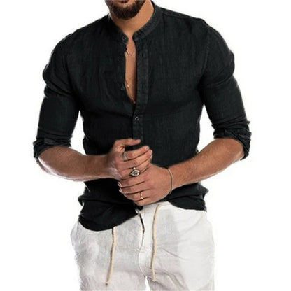 Men's Shirt in Linen and Cotton - Breathable Casual Clothing with Elegant Design - Sizes S to XL