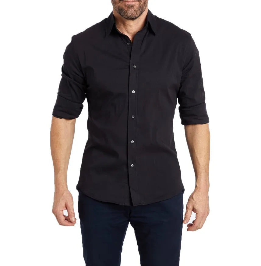 Casual Oxford Shirt with Zipper for Men – Slim Fit in Stretch Cotton