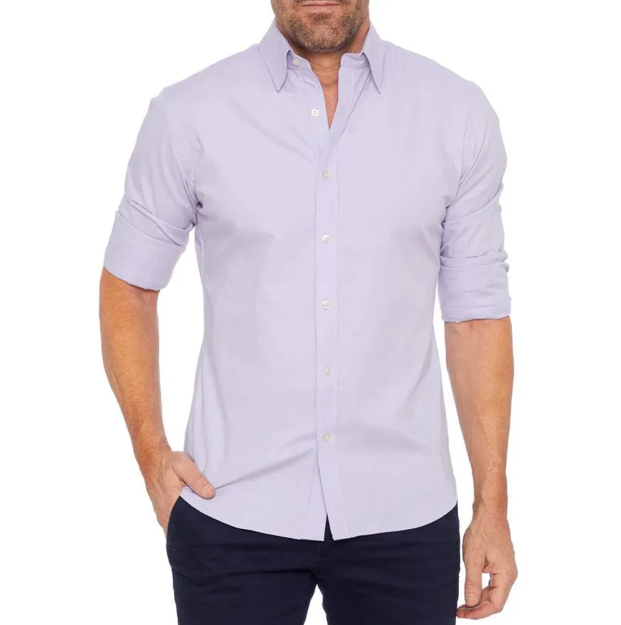 Casual Oxford Shirt with Zipper for Men – Slim Fit in Stretch Cotton