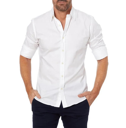 Casual Oxford Shirt with Zipper for Men – Slim Fit in Stretch Cotton