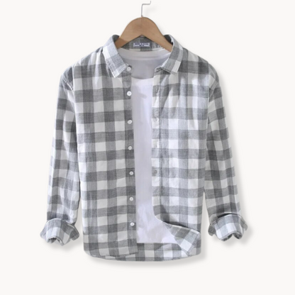 Long Sleeve Cotton Checkered Shirt – Classic and Versatile Style