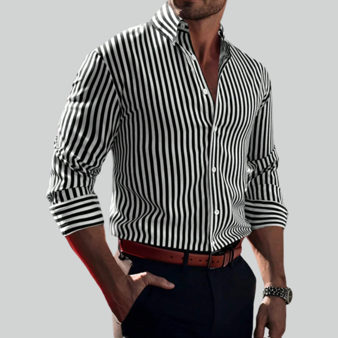 Striped Long Sleeve Shirt for Men – 3D Printed and Comfortable