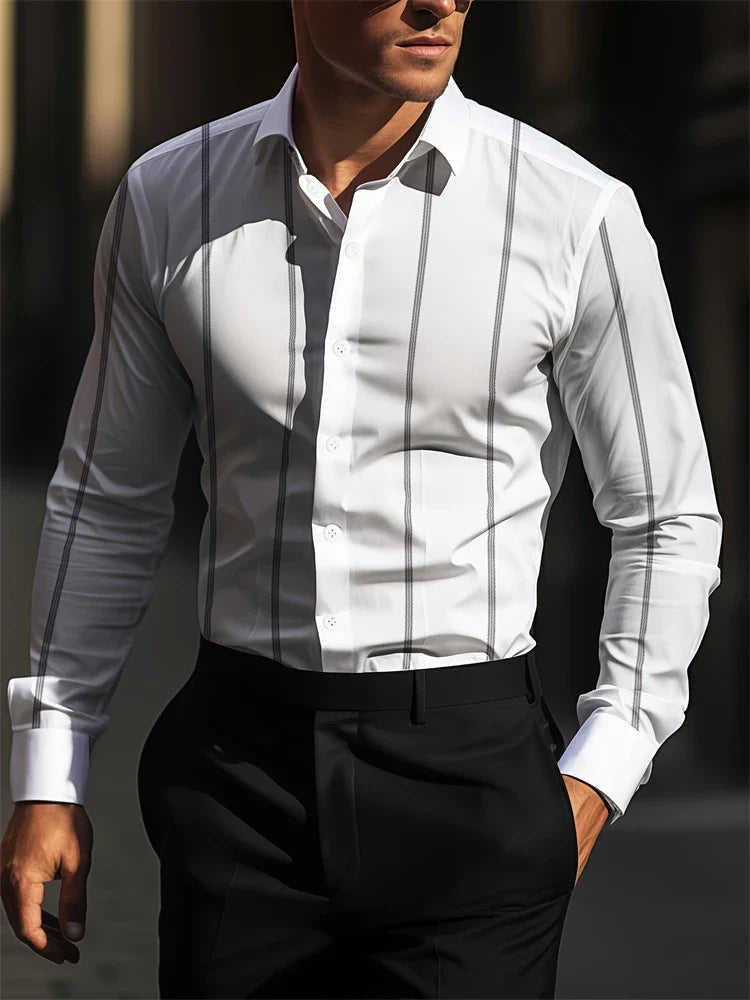 Cotton Shirt for Men with Structured Collar and Breathable Fabric – Slim Fit for Formal and Casual Occasions