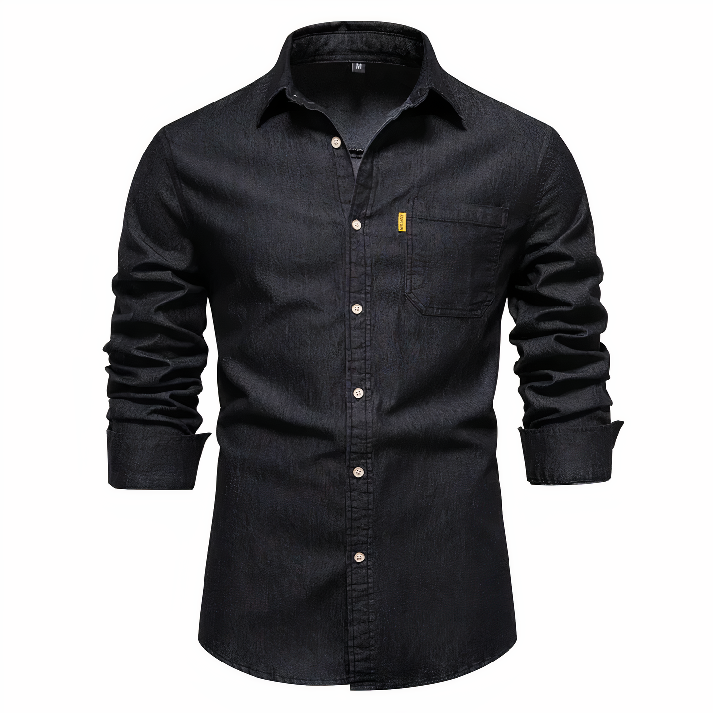 Fitted Cotton Denim Shirt for Men – Long Sleeves, Versatile for Casual and Formal Wear