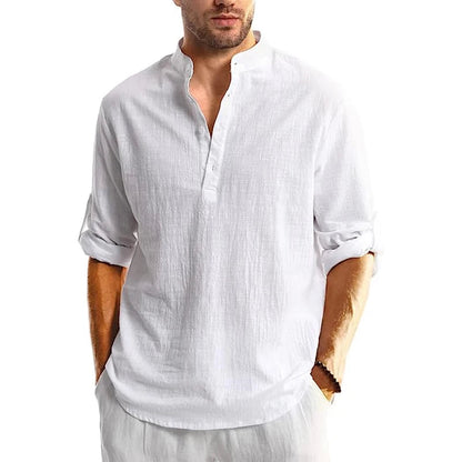 Long Sleeve Linen Shirt for Men - Casual and Breathable for Summer