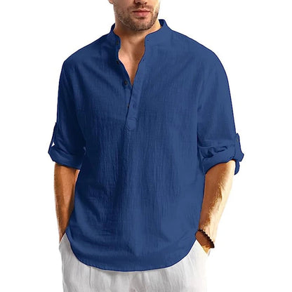 Long Sleeve Linen Shirt for Men - Casual and Breathable for Summer