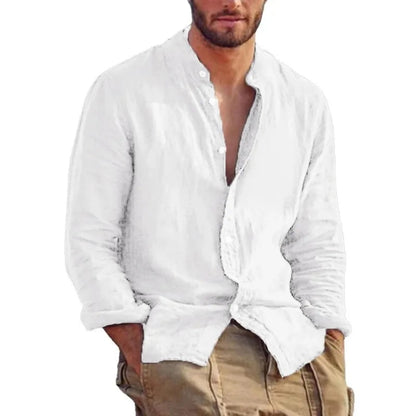 Linen Shirt for Men with Mandarin Collar – Lightweight and Breathable Summer Shirt