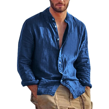 Linen Shirt for Men with Mandarin Collar – Lightweight and Breathable Summer Shirt