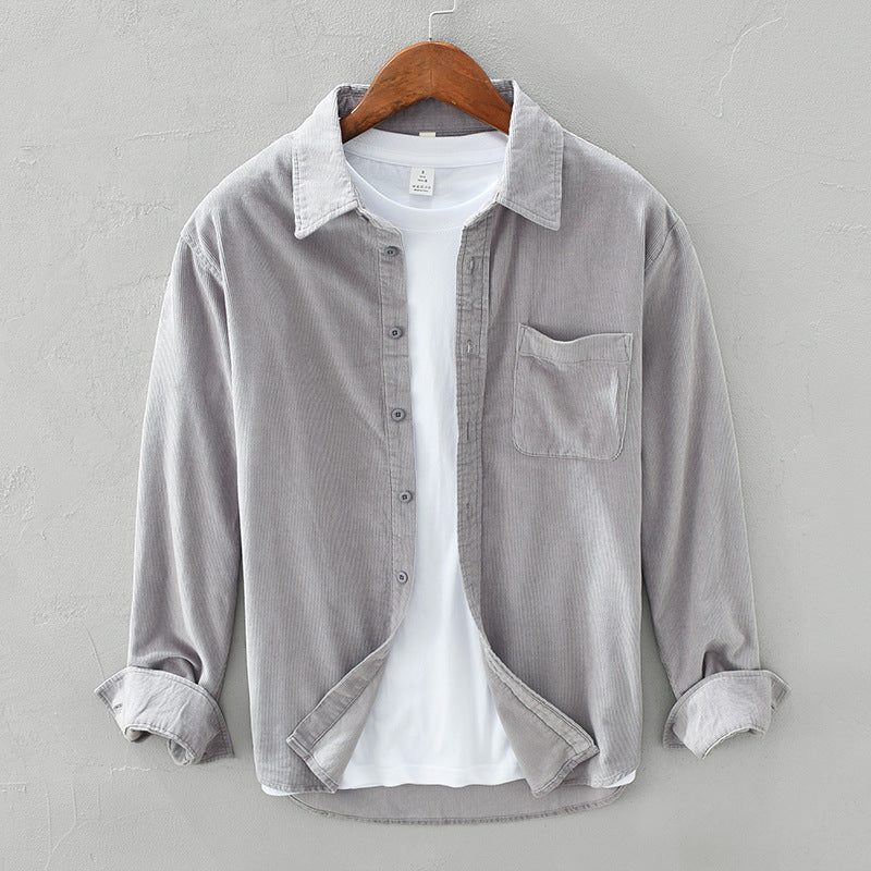 Corduroy Shirt for Men with Pocket and Long Sleeves - Ideal for Casual Wear