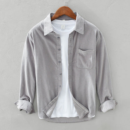 Corduroy Shirt for Men with Pocket and Long Sleeves - Ideal for Casual Wear