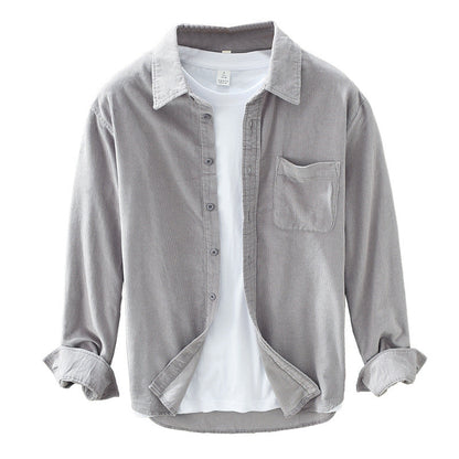 Corduroy Shirt for Men with Pocket and Long Sleeves - Ideal for Casual Wear