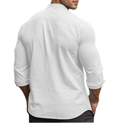 Shirt for men in light cotton and linen, slim fit, casual and formal style