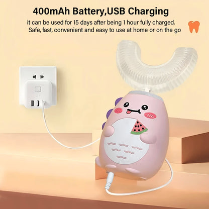 Children's 360° Sonic Electric Toothbrush with U-Shaped Design and 3 Cleaning Modes – IPX7 Waterproof