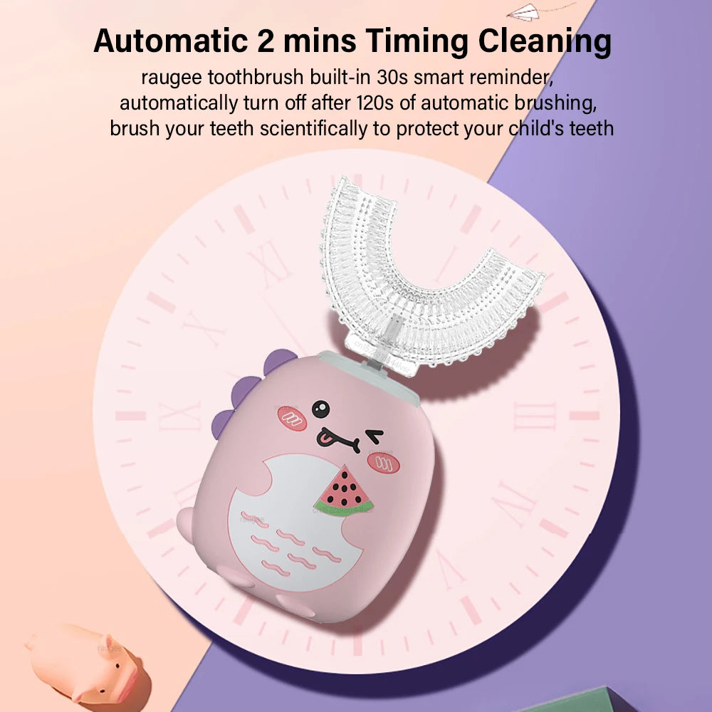 Children's 360° Sonic Electric Toothbrush with U-Shaped Design and 3 Cleaning Modes – IPX7 Waterproof