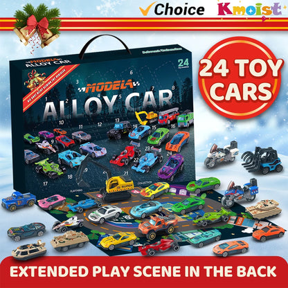 Christmas Advent Calendar with 24 Alloy Cars for Kids – Fun Countdown Toy for Imaginative Play