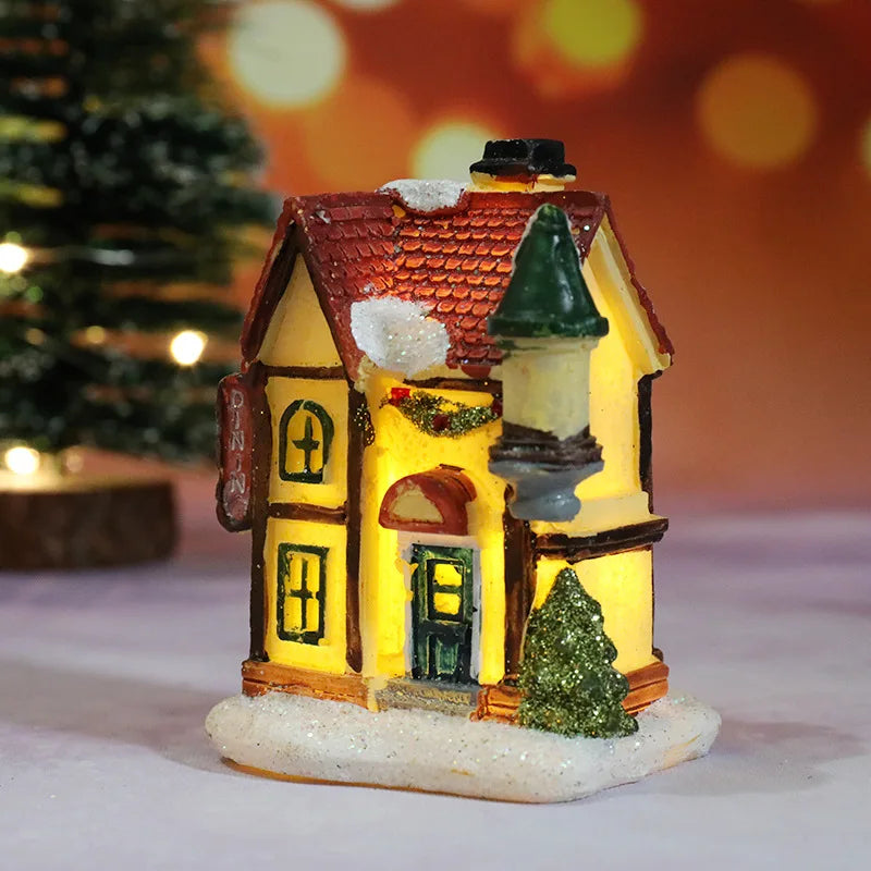 Christmas Light Decorations for Home – Resin Ornaments with Battery for Kids and New Year 2025