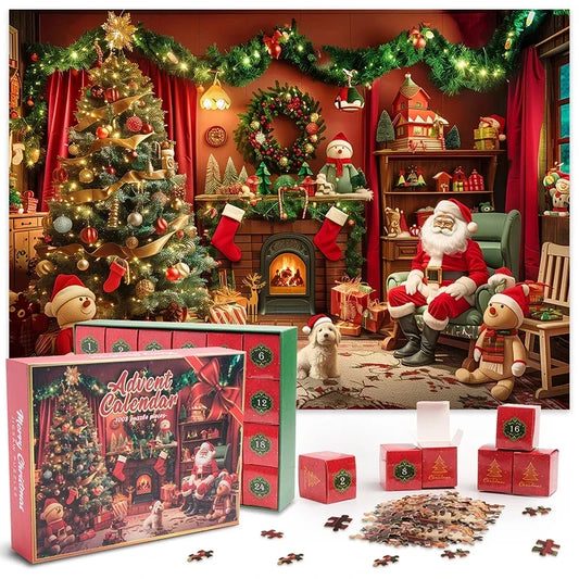 Christmas Puzzle Advent Calendar with 24 Jigsaw Pieces – Educational Countdown Toy for Kids