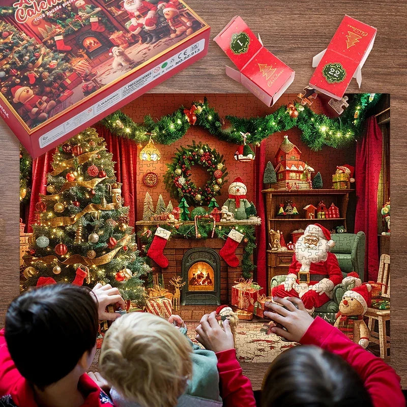 Christmas Puzzle Advent Calendar with 24 Jigsaw Pieces – Educational Countdown Toy for Kids