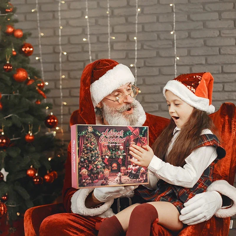Christmas Puzzle Advent Calendar with 24 Jigsaw Pieces – Educational Countdown Toy for Kids