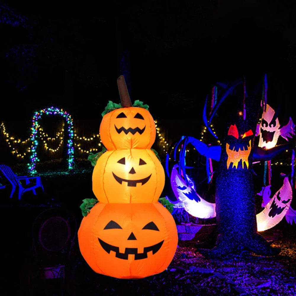 Citrouille Gonflable Halloween de 3,94 ft avec Lumières LED Rotatives – Décoration Extérieure