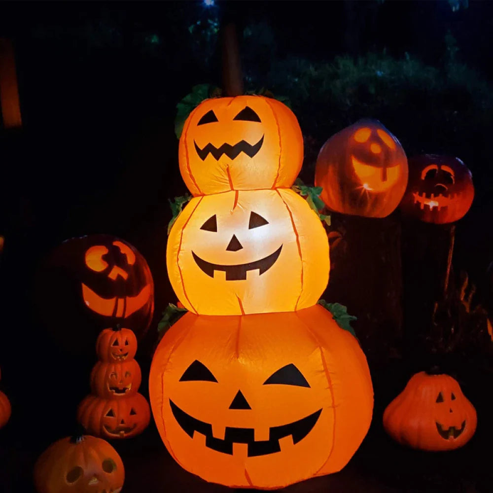 3.94 ft Inflatable Halloween Pumpkin with Rotating LED Lights – Outdoor Decoration