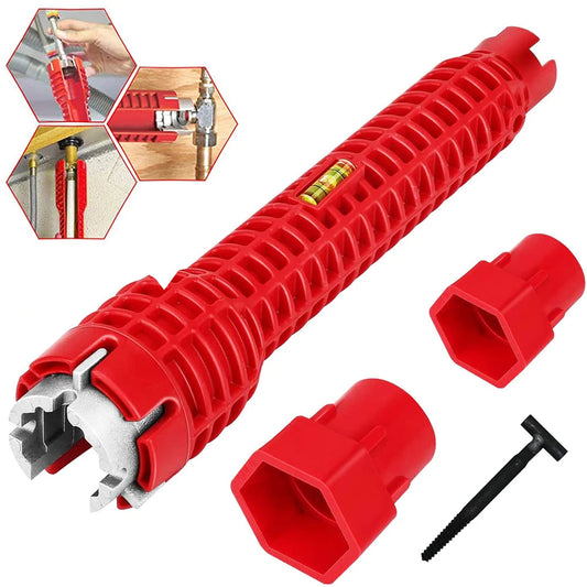 Versatile 8-in-1 Magic Wrench for Plumbing - Extra-Long Tool with Replaceable Heads for 34 mm and 40 mm Nuts