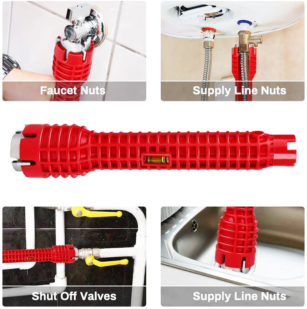 Versatile 8-in-1 Magic Wrench for Plumbing - Extra-Long Tool with Replaceable Heads for 34 mm and 40 mm Nuts