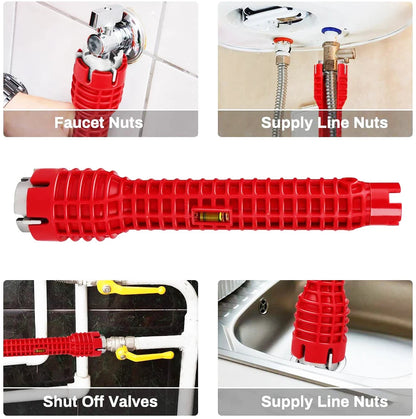 Versatile 8-in-1 Magic Wrench for Plumbing - Extra-Long Tool with Replaceable Heads for 34 mm and 40 mm Nuts