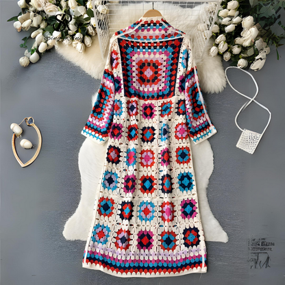 Cleo Crochet Cardigan | Calf-Length, 100% Cotton