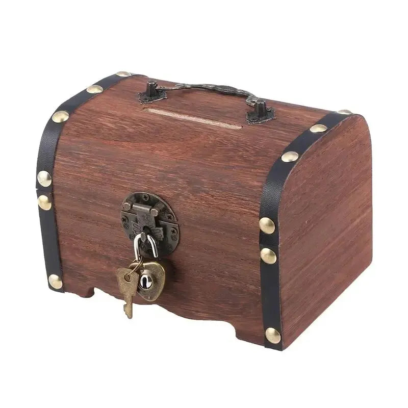 Coffre de Rangement Vintage en Bois avec Serrure – Boîte Élégante pour Décoration Intérieure et Stockage d'Objets de Valeur