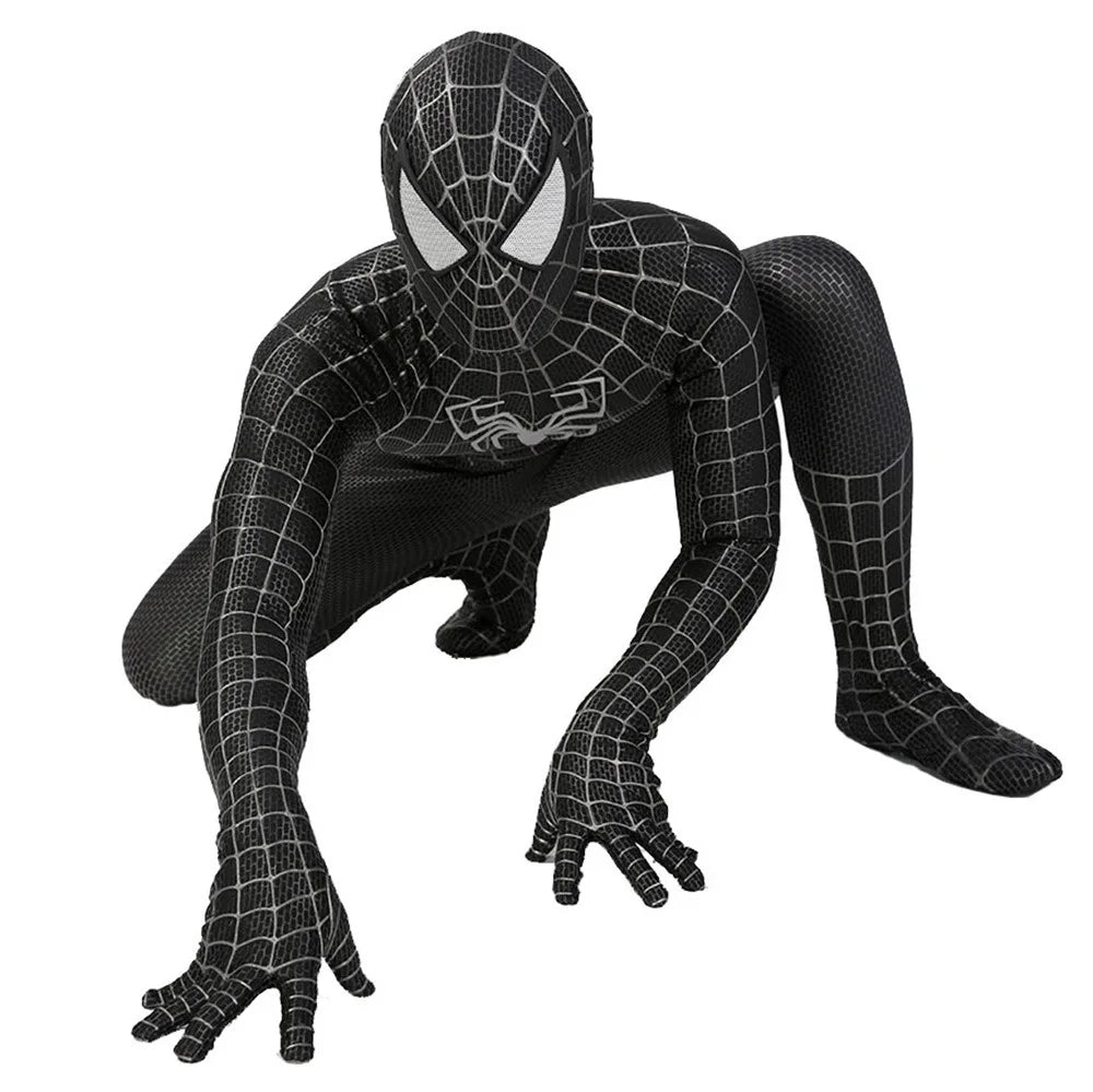 Complete Black Spiderman Raimi Zentai Costume for Cosplay and Halloween