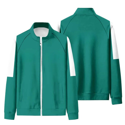 Squid Game Seong Gi-hun Cosplay Costume – Green Pants and Jacket Set for Halloween and Theme Parties