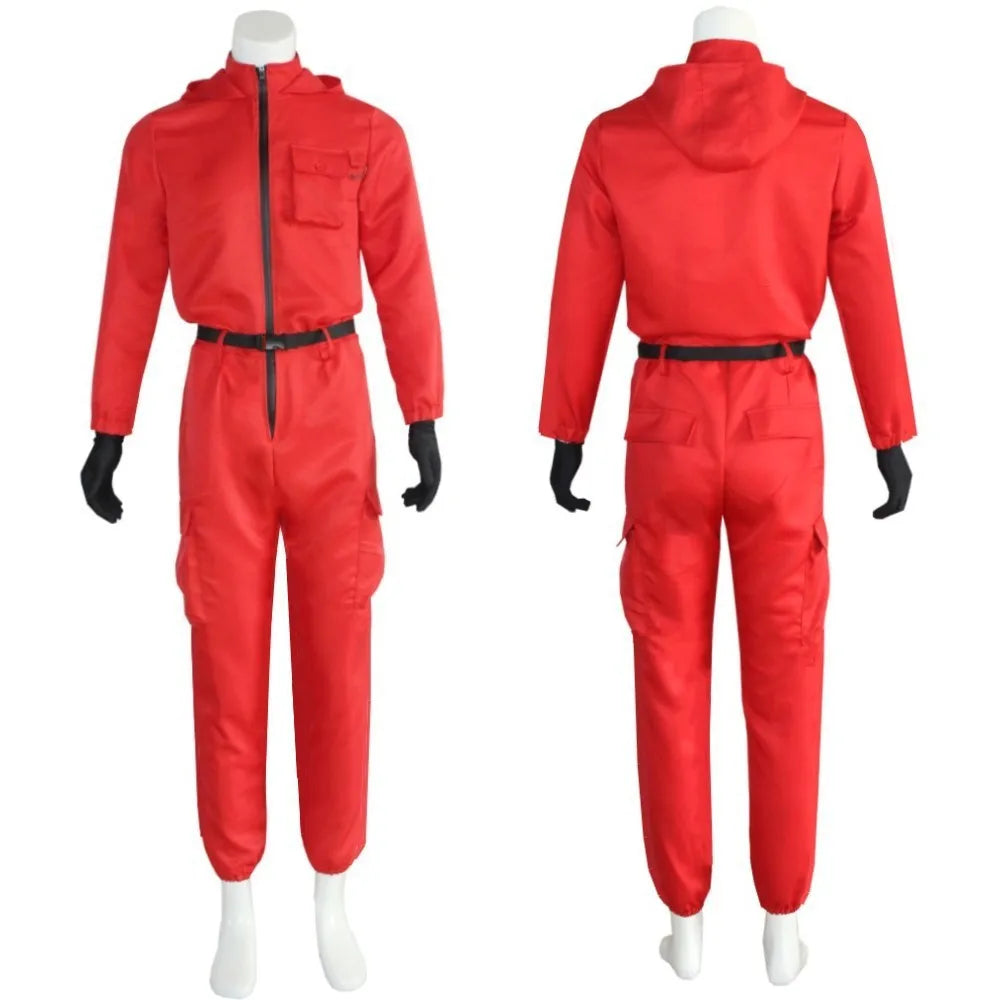 Costume Cosplay de Calamar Rouge Complète – Ajustement Confortable, Tissu Durable, Pour Événements Thématiques et Halloween