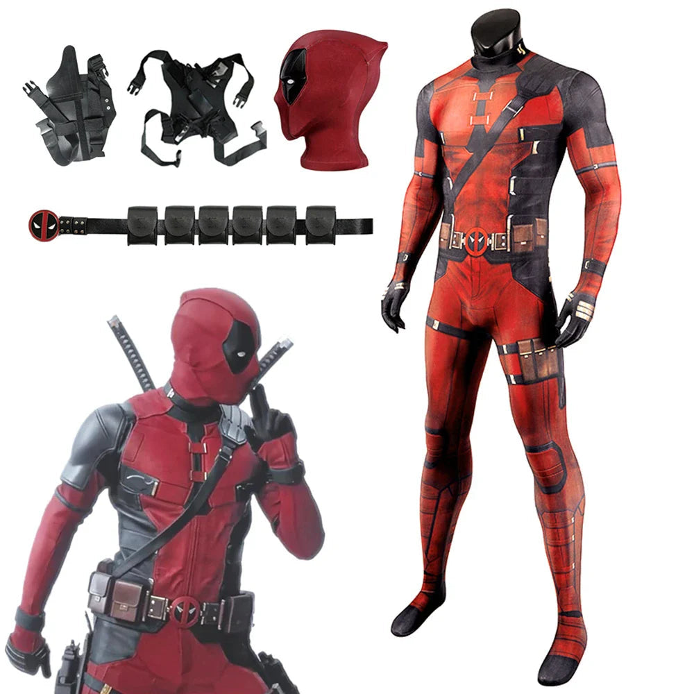 Costume Deadpool pour Adultes et Enfants avec Masque et Accessoires Complets