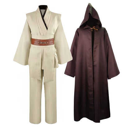 Jedi Costume with Hood for Adults – Set of Robe, Tunic, and Pants for Cosplay