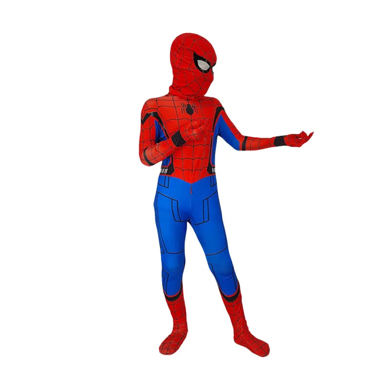 Spiderman Costume Cosplay for Children – Full Suit with Integrated Mask for Halloween