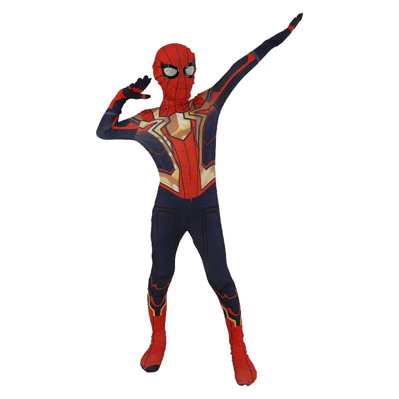 Costume Spiderman Cosplay pour Enfants – Combinaison Complète avec Masque Intégré pour Halloween