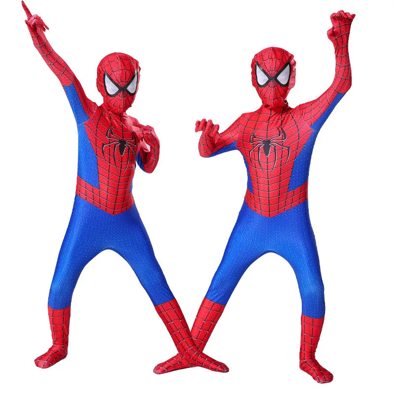 Spiderman Costume Cosplay for Children – Full Suit with Integrated Mask for Halloween