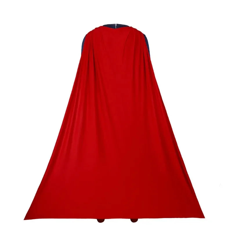 Unisex Superman Costume with Red Cape for Halloween and Cosplay