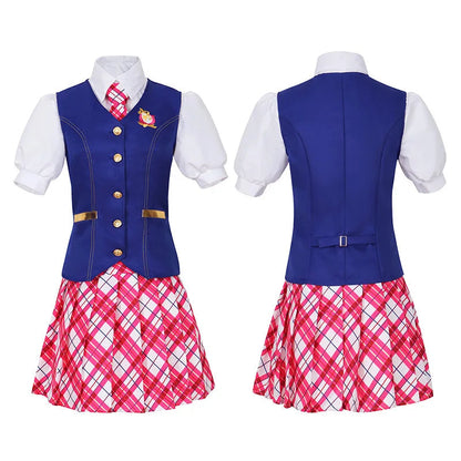 Barbie Schoolgirl Costume Cosplay with Vest and Plaid Skirt for Halloween