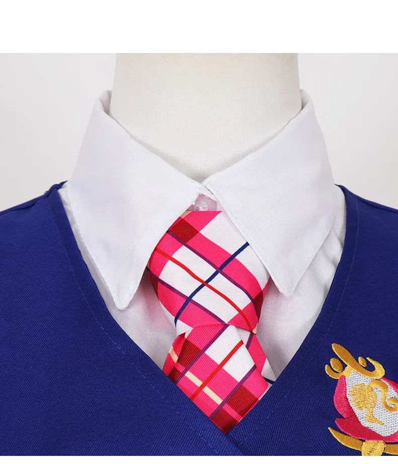 Barbie Schoolgirl Costume Cosplay with Vest and Plaid Skirt for Halloween