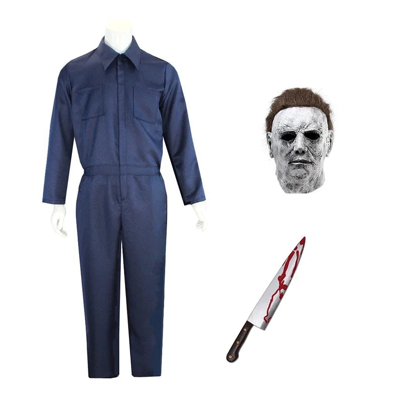 Costume d'Halloween Authentique Michael Myers pour Adultes avec Masque Réaliste – Idéal pour Cosplay et Événements Horrifiques