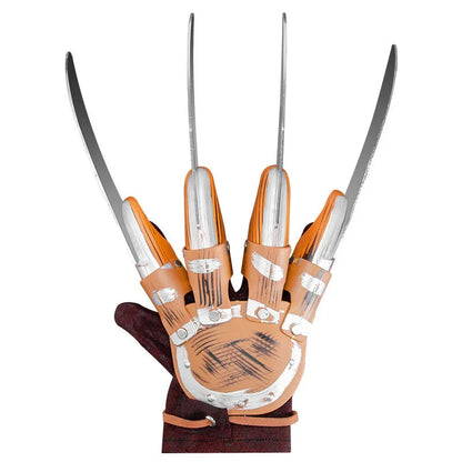 Halloween Costume Freddy Krueger for Adults with Striped Sweater, Fedora Hat, and Blade Glove